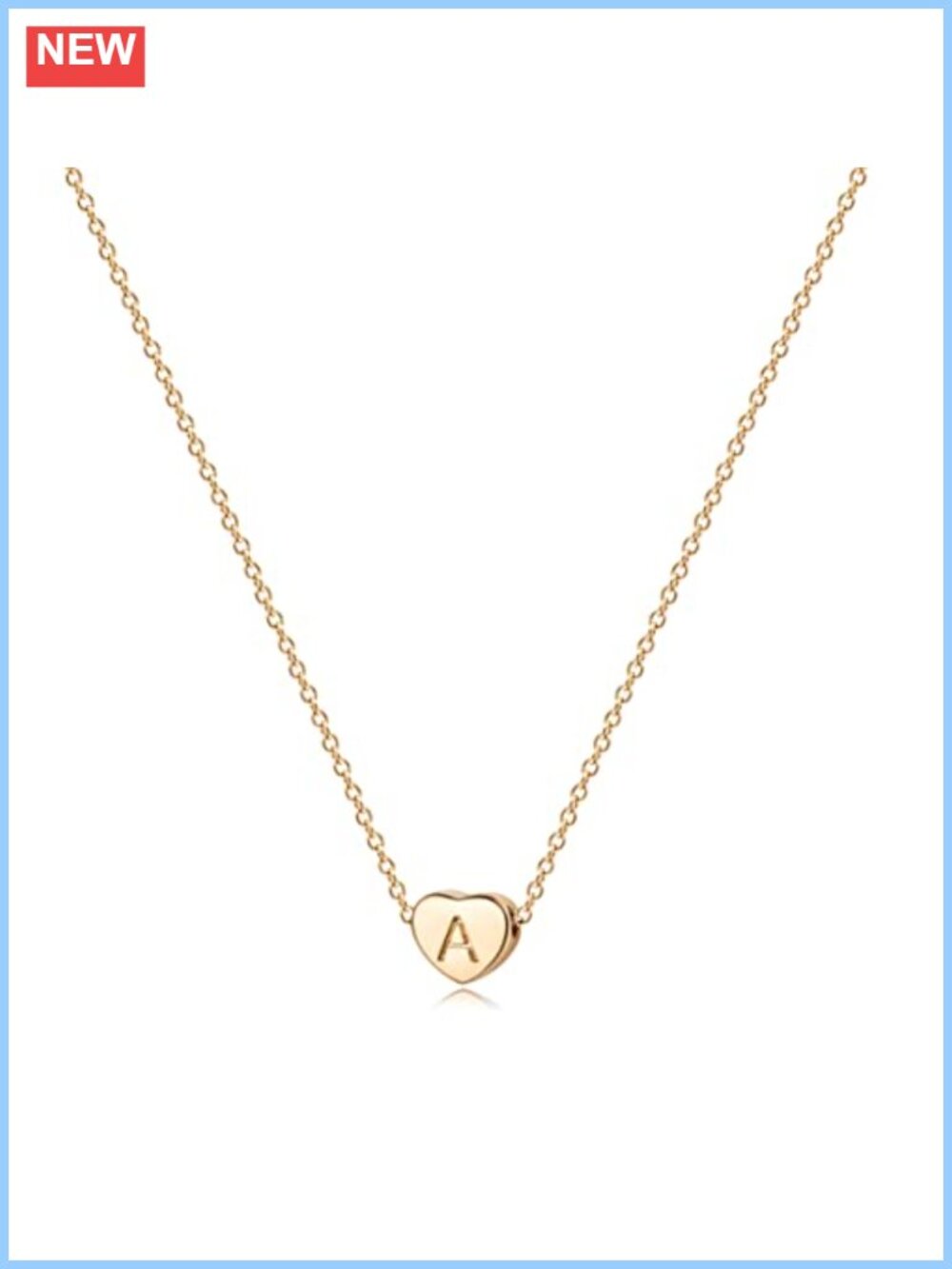 14k Gold Plated Initial Heart Necklace Dainty Pendant Chain Women